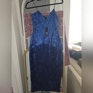 Fashion Nova Blue Sheath Midi Dress V-neck